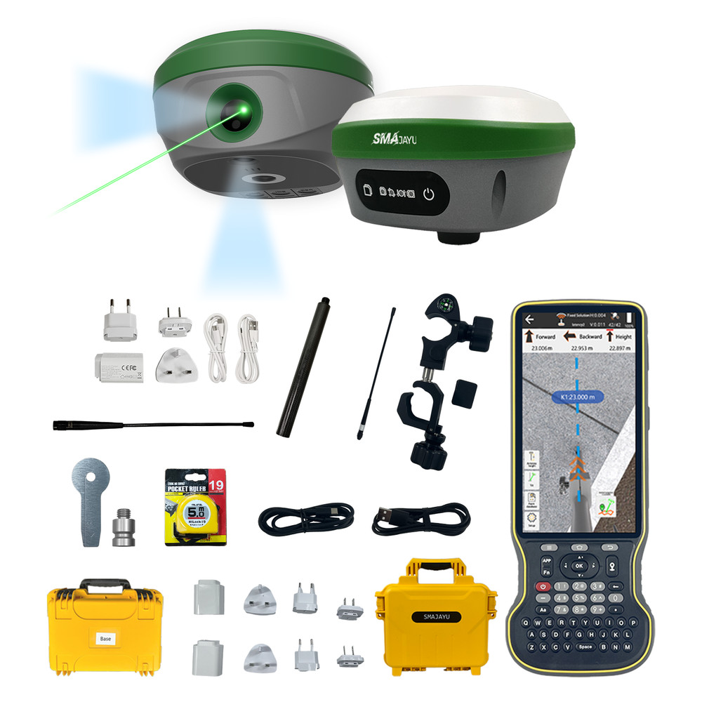 SMA28H Rover+SMA26Pro Base GNSS Receiver RTK AR Visual Stakeout DualCameras 15km