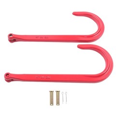 2 Pack 15 Inch J Hook G80 Heavy Duty Red Towing Hooks 7100lbs Working Load Limit