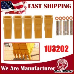 Set of 5 1U3202 Bucket Teeth w/ Pins 8E6208 Retainers 8E6209 for J200 Series