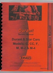 Durant Star Car C CC F M M-2 M-4 Automobile Service Repair Manual