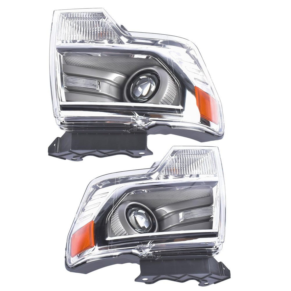 Pair HID Xenon Chrome Trim Projector Headlights 2013-2014 Ford F150 DL3Z13008AC