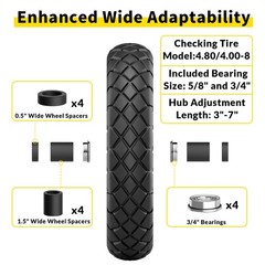 RONPOW 4.80/4.00-8 Flat Free Wheelbarrow Tire and Wheel, 16″ 16 inches, Black