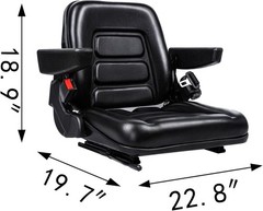 Universal Forklift Seat,Tractor Seat with Micro Switch,Armrest and Safety Belt,f