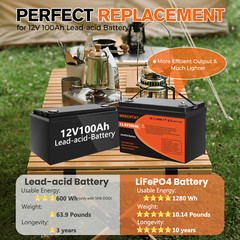 36V 100Ah LiFePO4 Lithium Battery Deep Cycle For RV Golf Cart 3 Group 12V 100Ah