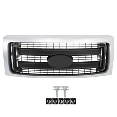 Front Bumper Grille Upper Black Silvery Frame Mesh F150 2009-2014 CL3Z8213A