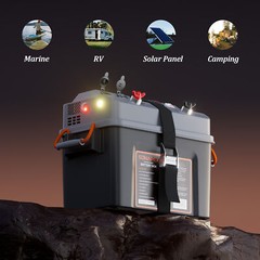 SUNAPEX 12V/24V Trolling Motor Smart Battery Box Power Center with USB and DC US