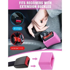 2PCS Pink Silicone Seat Belt Buckle Holder Makes Receptacle Stand Upright