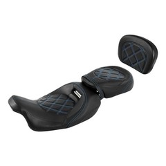 Low-Profile Seat & Sissy Bar Pad Fits Harley Touring 09-23 Road King Blue Stitch