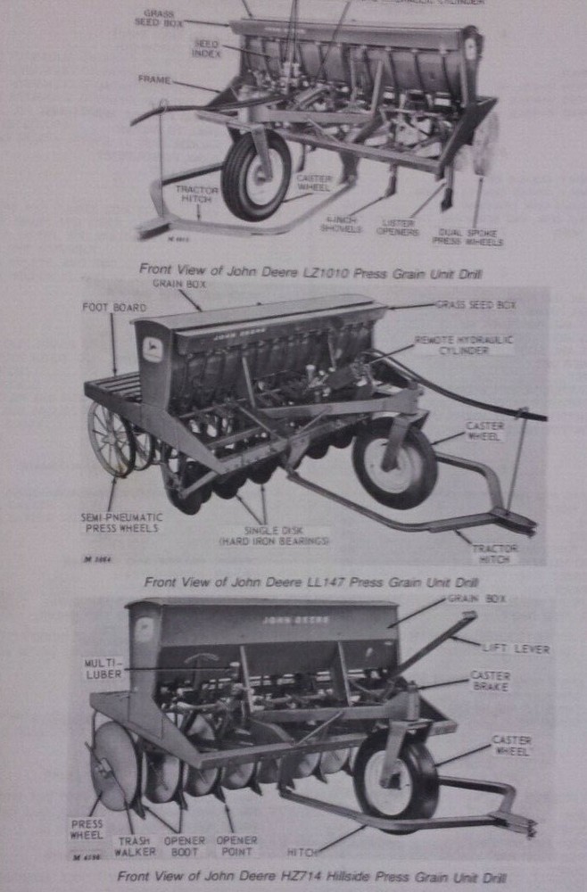 John Deere Press Grain Unit Drills LL LZ HZ Parts Catalog Genuine Factory JD