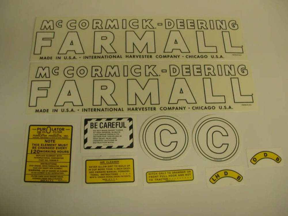 Mc Cormick Deering Farmall Model C Decal Set – NEW FREE SHIPPING