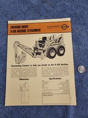 Vintage 1960s? Erickson Husky Skid Steer Loader BROCHURE D100 BACKHOE ATTACHMENT