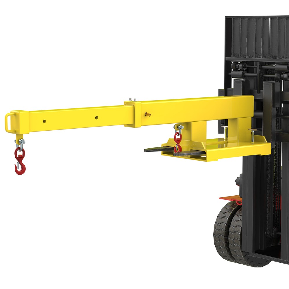 Fork Mounted Telescoping Crane Jib Boom Manual 5500lb Capacity 2 Swivel Hooks