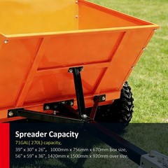 71Gal Towable Sand & Gravel Spreader 882lb Capacity ATV UTV|Towed 2″ Coupler 39″