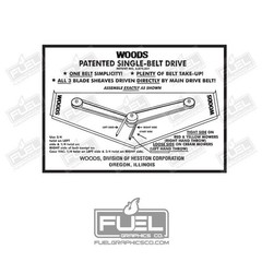Woods Single Belt Rotary Mower Deck Belt Path Premium Vinyl Decal