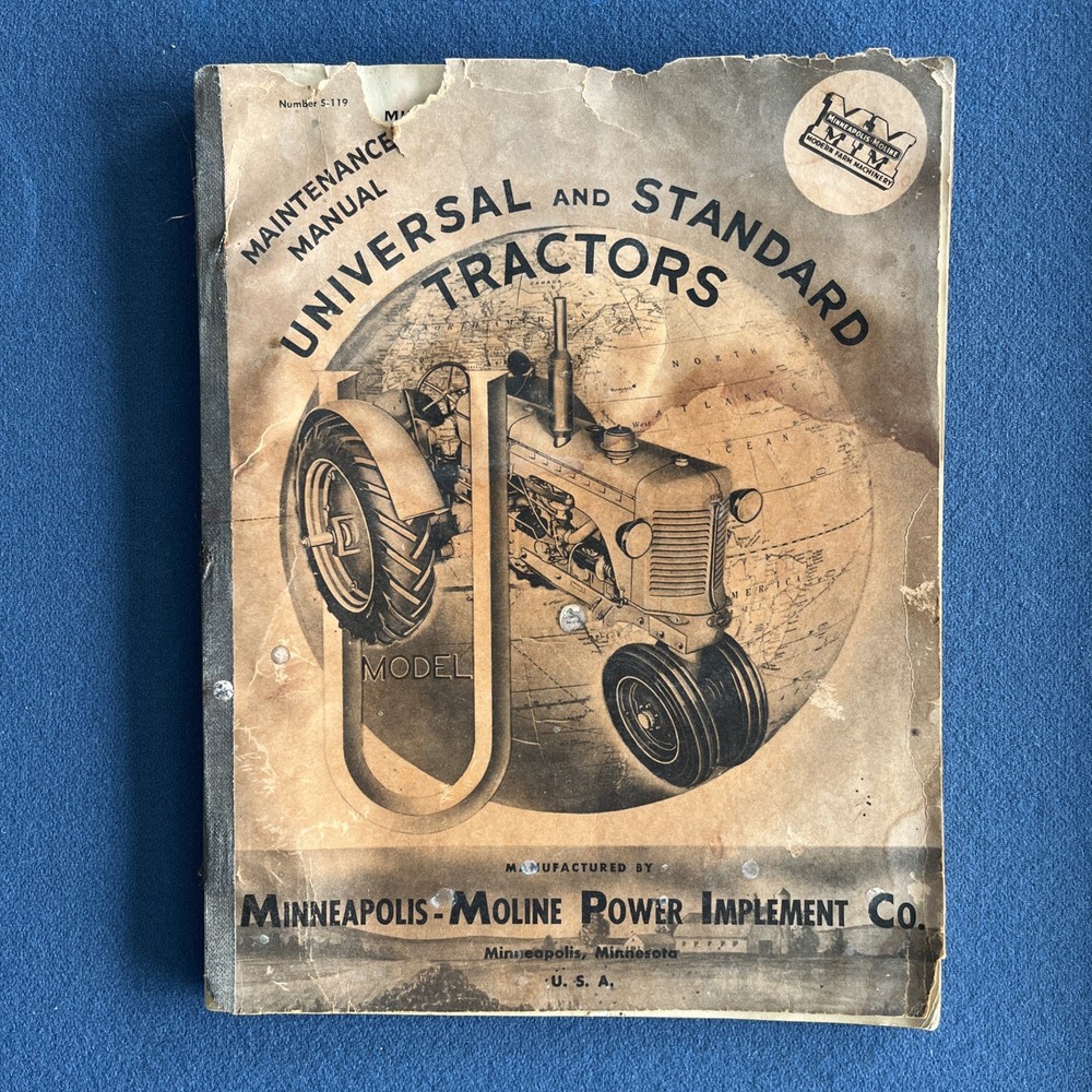 Rare OEM Universal & Standard Tractor MAINTENANCE MANUAL Minneapolis, Moline Co.