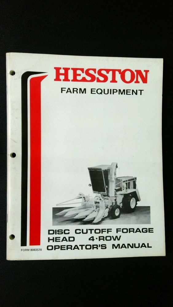 Hesston Disc Cutoff Forage Head 4-Row Operator’s Manual Farm Equipment Guide