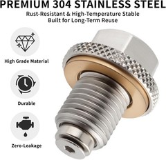 M14x1.5 Magnetic Oil Drain Plug, Stainless Steel Oil Pan Plug wi Size: M14×1.5