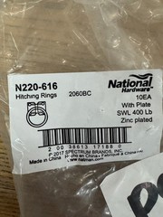 4 PACK National Hardware 2060BC Hitching Rings Zinc Plated N220-616 BRAND NEW
