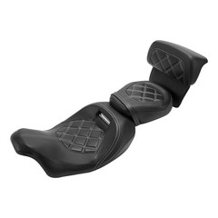 Low Profile Seat w Chopped Backrest Harley Touring 14-23 Road King White Stitch