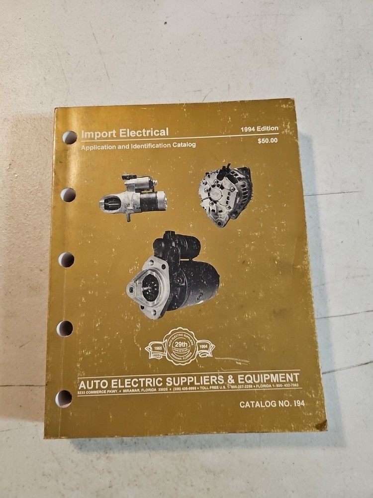 Auto Electric Suppliers &Equipment Import Electrical Identification Catalog