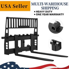 48″ Skid Steer Pallet Fork Attachment with Heavy-Duty Blades 4500lbs Capacity US