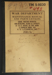 TM 5-9230 Maintenance Manual Book Crane Tractor War Department Parts Catalog
