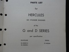 HERCULES G & D SERIES 4 & 6-CYL ENGINE F E MYERS & BROS ASHLAND OH PARTS MANUAL
