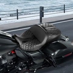 Motorcycle Hammock Passenger Seat 2-Up One-Piece Black FLHX FLHT 2009-2023