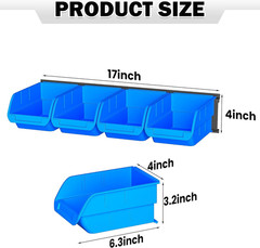 Wall Mounted Storage Bins, Plastic Hanging Storage Organizer Bins, Garage Tool S