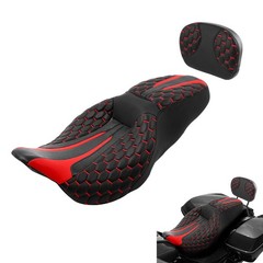 Motorcycle 2-Up Seat Cushion Backrest Pad Fits Road King Street Glide 14-23