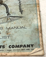 Vintage Original SPeeCo Posthole Digger SpeeDigger Operator’s Manual Parts List