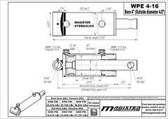 Hydraulic Cylinder Welded Double Acting 4″ Bore 16″ Stroke PinEye End 4×16 NEW