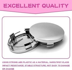 Pack-4 Car Wheel Center Hubcap, ABS Plastic Steel Rim Fixed Wate Color: Silver