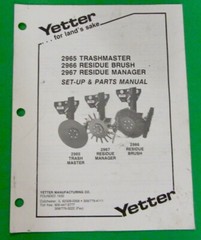 Yetter 2965-2966-2967 Trashmaster / Residue Manager Set-up & Parts Manual
