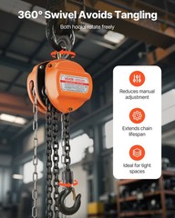 Hand Chain Hoist,1 Ton 2200 lbs Capacity,Manual Chain Block w/Upgrade G80 Galvan