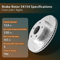 12.6 Front Brake Pads Rotors Drilled Slotted Kit Ford Edge Lincoln MKX 2007-2014