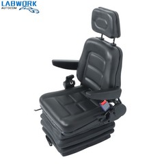 Suspension Adjustable Forklift & Tractor Seat Backrest Armrest Safety Belt
