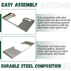 3/8″ Thick Steel Quick Tach Cut Out Attachment Mount Plate Skid Steer Adapter