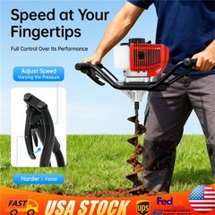 52CC Gas Powered Earth Auger Post Hole Digger Auger 2 Stroke 2hp, NO Drill Bits