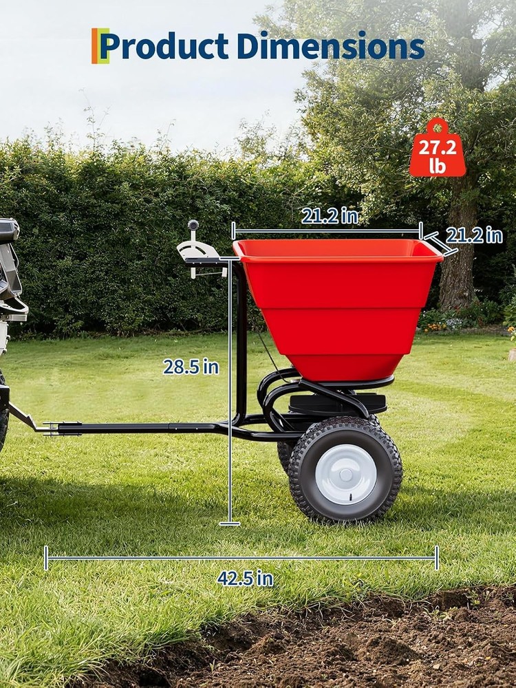 Heavy Duty 110lb Tow Behind Broadcast Spreader ATV Garden Tractor Seed Spreading