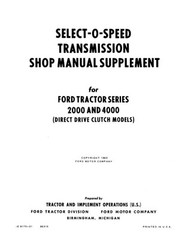 Ford 600, 700, 800, 900, 501, 601, 701, 801, 901,1801 Tractor Service Manual