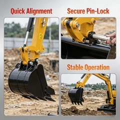 15Gal Flat Tooth Backhoe Bucket w/Pin, Carbon Steel Excavator Attachment for San