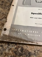 Original International Harvester 404 and 504 Series Tractor Service Manual