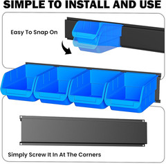 Wall Mounted Storage Bins, Plastic Hanging Storage Organizer Bins, Garage Tool S