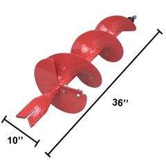 Thunderbay 10 Inch Diameter 36 Inch Long Single Sprial Earth Auger Bit Fishtail