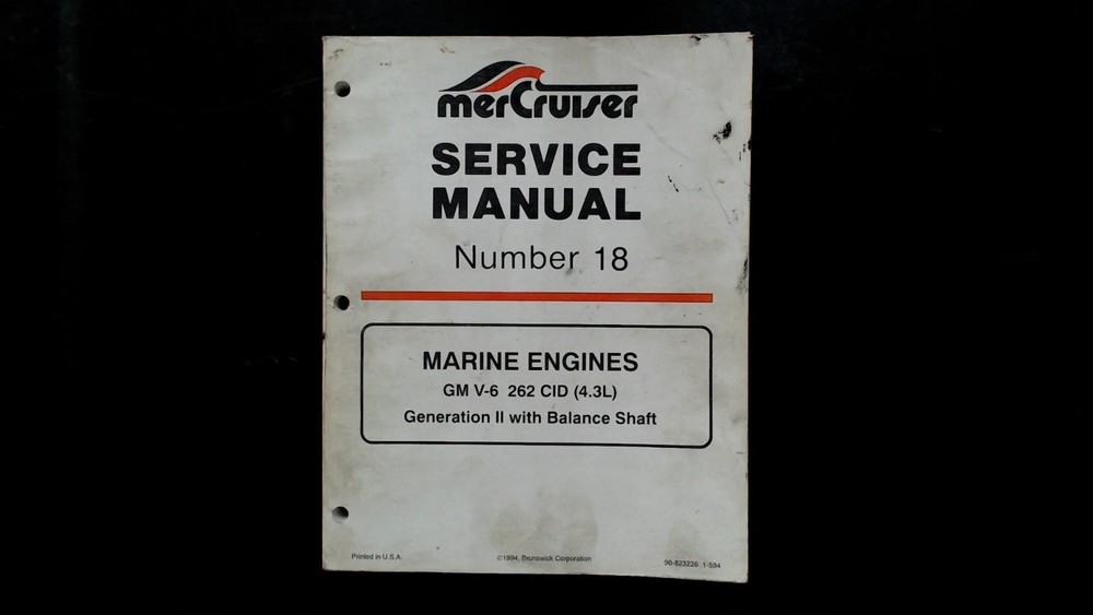 MerCruiser GM V-6 262 CID 4.3L Marine Engines Service Manual 1994