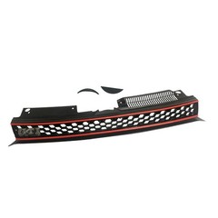 Black Red Trim Hex Mesh Grille 2010-2014 Volkswagen GTI Jetta Golf