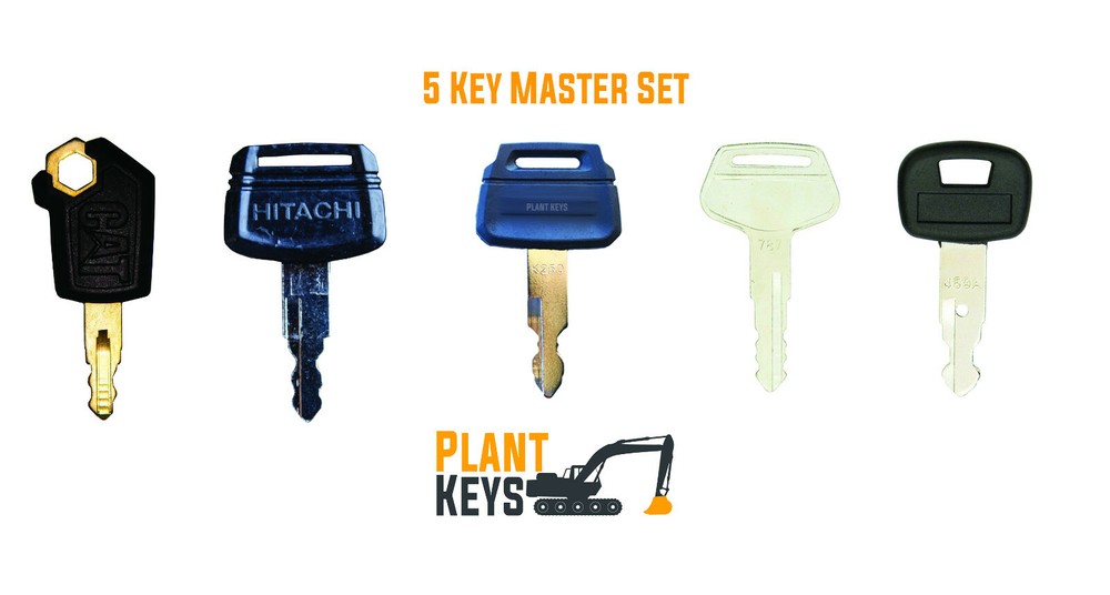 Excavator 5 Key Mini Master Set For Caterpillar Hitachi Kobelco Komatsu Kubota