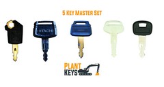 Excavator 5 Key Mini Master Set For Caterpillar Hitachi Kobelco Komatsu Kubota
