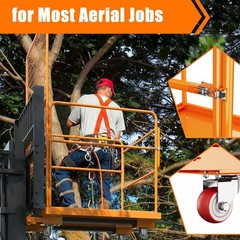 45 x 43 in Forklift Cage, Max. 2200 LBS Forklift Man Basket with Harness & Wheel